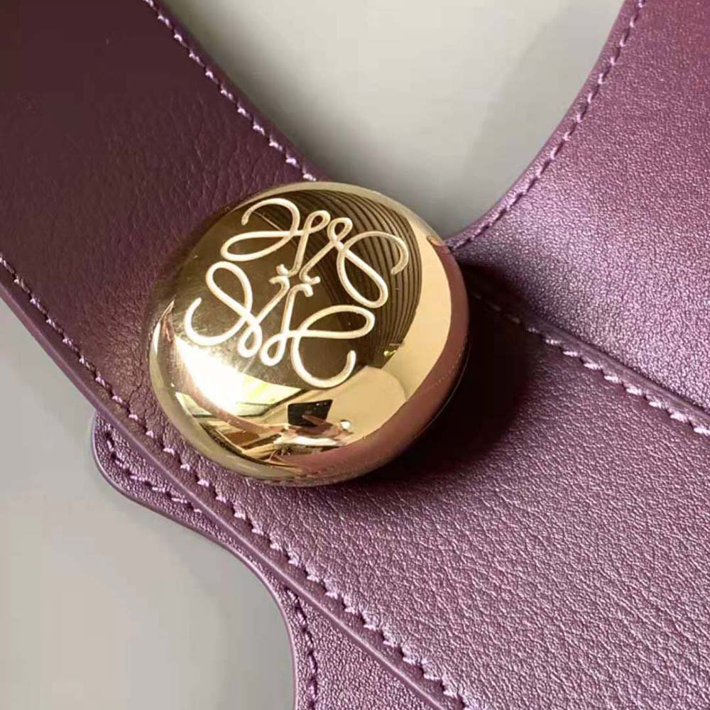 TÚI LOEWE Unisex Mini Pebble Bucket Bag in Mellow Calfskin-Maroon