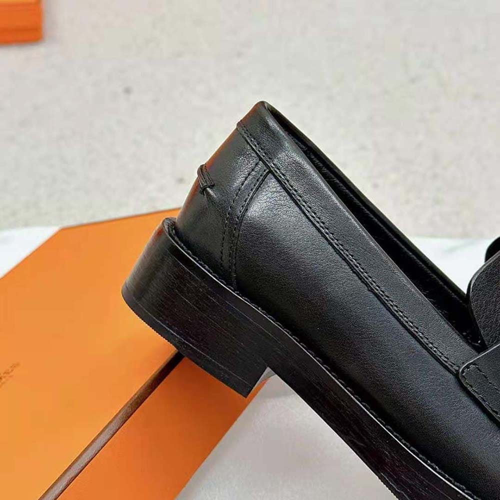 GIÀY HERMES Men Hot Loafer in Calfskin-Black TOP QUALITY SHOES AAA
