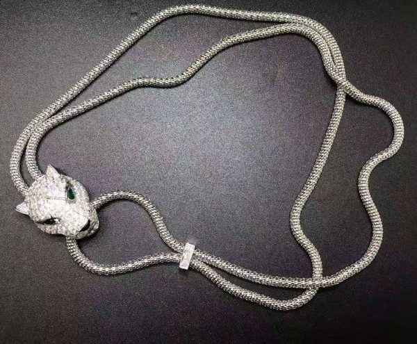 Vòng cổ Cartier Pavd Panthère de Cartier 5.68ct Kim cương vàng trắng 18K