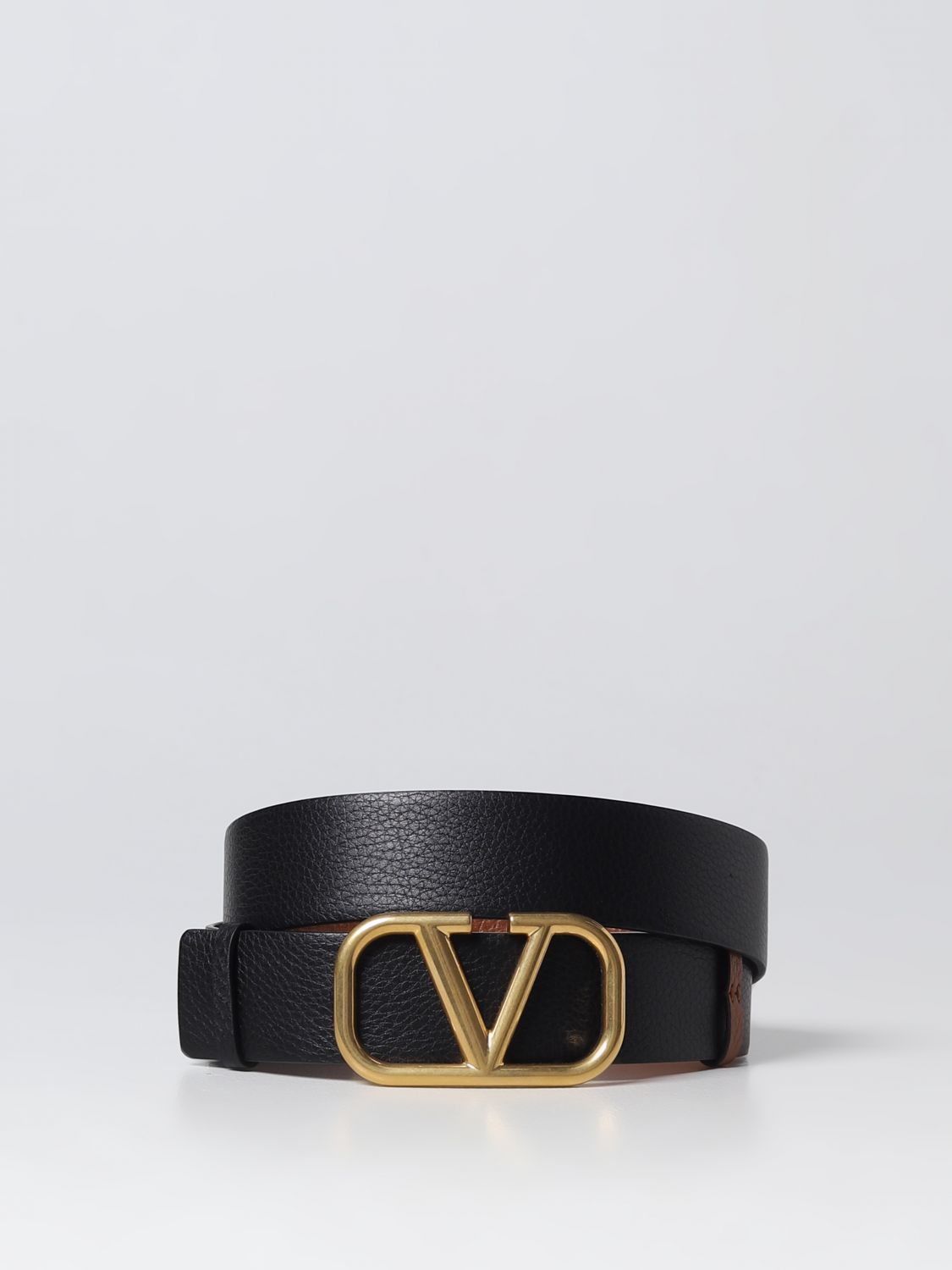 DÂY LƯNG VALENTINO GARAVANI V LOGO Brown leather