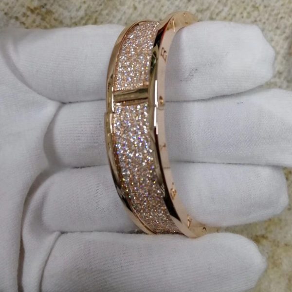 Vòng tay BVLGARI B.zero1 9.52ct đính kim cương lớn vàng hồng 18K