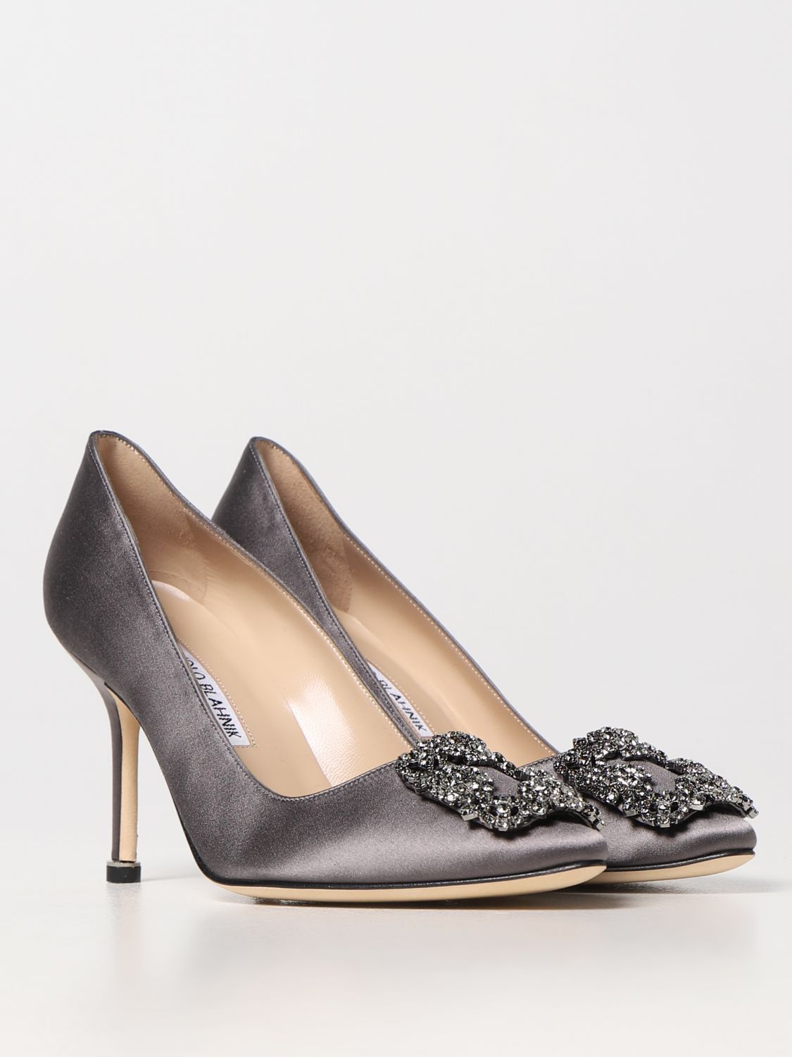 GIÀY MANOLO BLAHNIK Grey satin pumps shoes