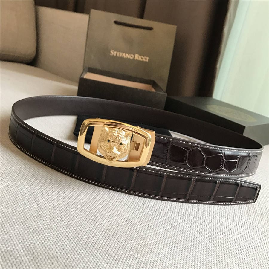DÂY LƯNG STEFANO RICCI CROCODILE LEATHER DA CÁ SẤU Belt Khóa bạc