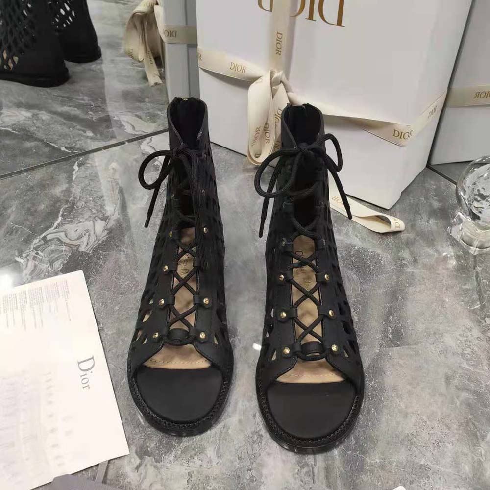 DÉP SANDAL DIOR D-Trap Sandal Black Matte Calfskin in 3cm Heel