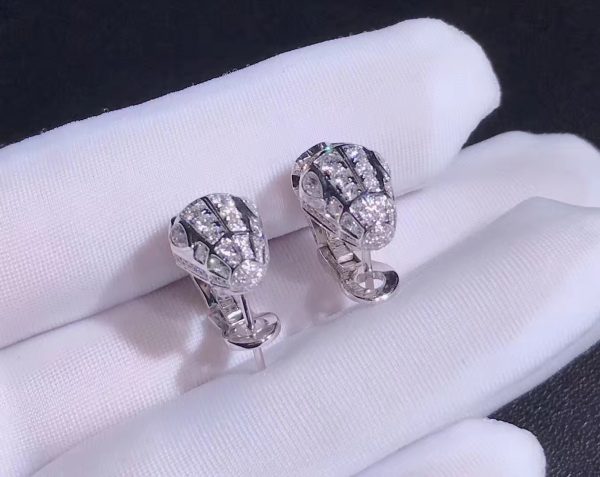 Bông tai BVLGARI Serpenti Full Diamond Pavé vàng trắng 18K