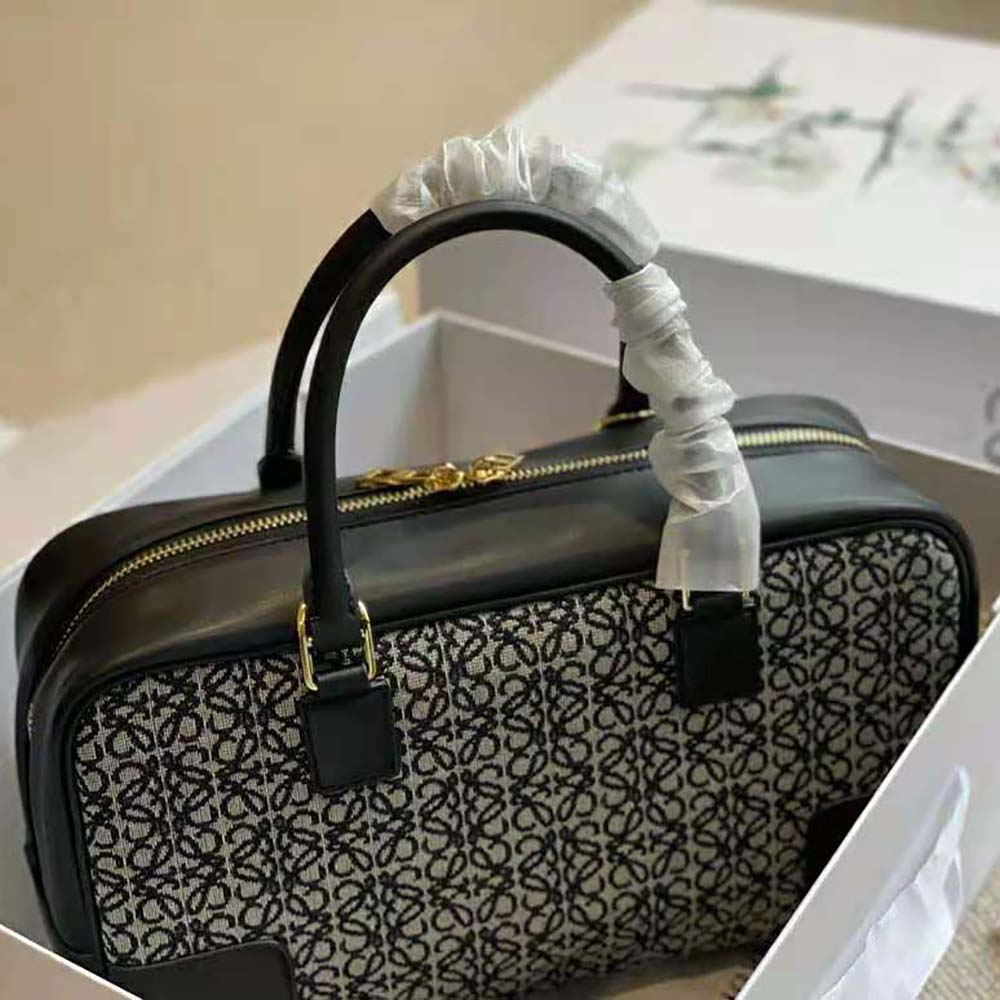 TÚI LOEWE Amazona 23 bằng vải Jacquard và da bê Anagram đen