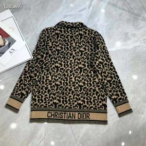 ÁO Dior Women Caro Jacket Beige Multicolor Mizza Technical Wool Knit