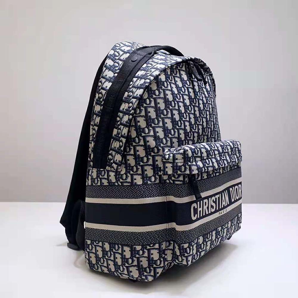 BALO Dior Travel Backpack Blue Dior Oblique Technical Jacquard