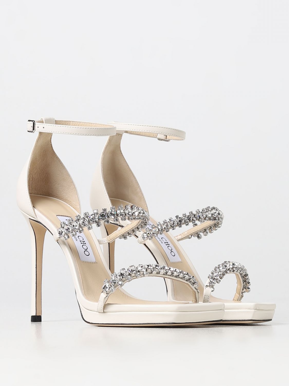 GIÀY JIMMY CHOO White heeled sandals shoes