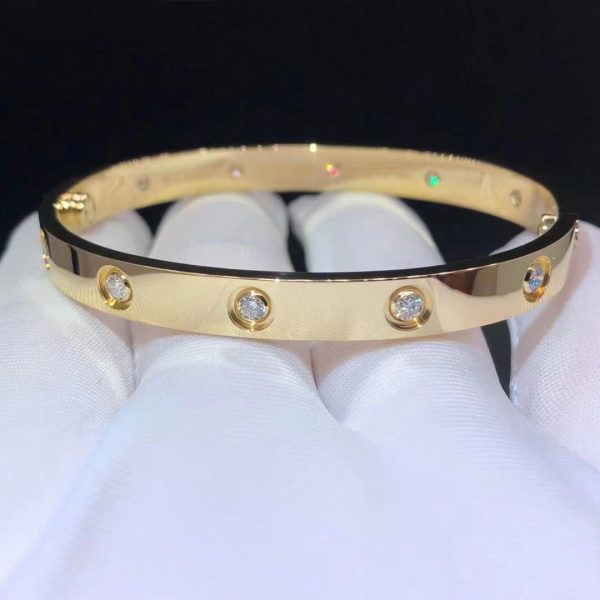 Vòng tay Cartier Love 10 viên kim cương vàng hồng 18K