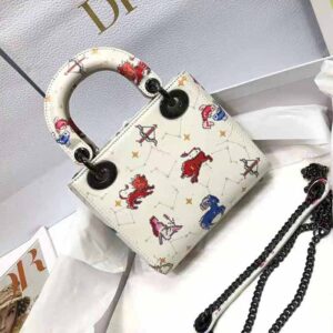 TÚI Dior Women Mini Lady Dior Bag Latte Multicolor Dior Pixel Zodiac Printed Calfskin