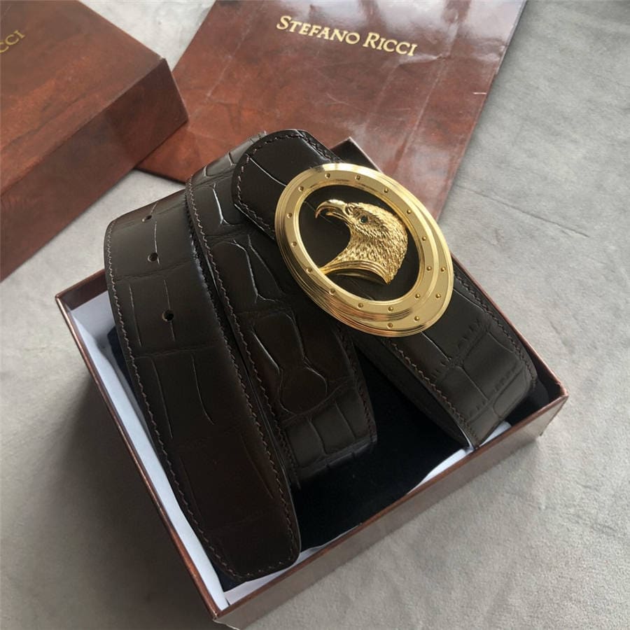 DÂY LƯNG STEFANO RICCI CROCODILE LEATHER DA CÁ SẤU Belt Khóa bạc