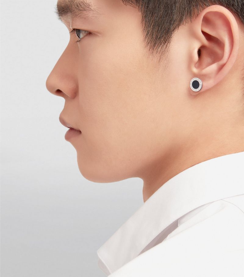 Bông tai BVLGARI White Gold and Onyx BVLGARI BVLGARI Single Stud Earring vàng trắng 18K