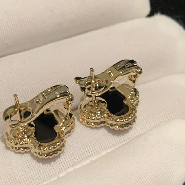 Bông tai Van Cleef & Arpels Vintage Alhambra Onyx vàng hồng 18K