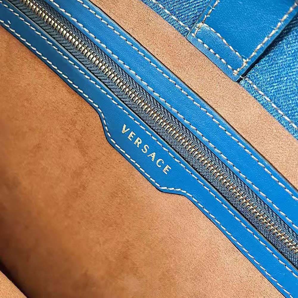 TÚI Versace Women La Medusa Denim Large Tote Bag-Blue