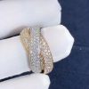 Nhẫn Cartier Gold Full Pave Diamond Trinity 3 Band 18K