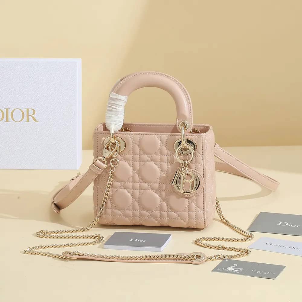 TÚI Dior Lady Dior My ABC Dior Túi xách màu hồng phấn Cannage Lambskin da cừu