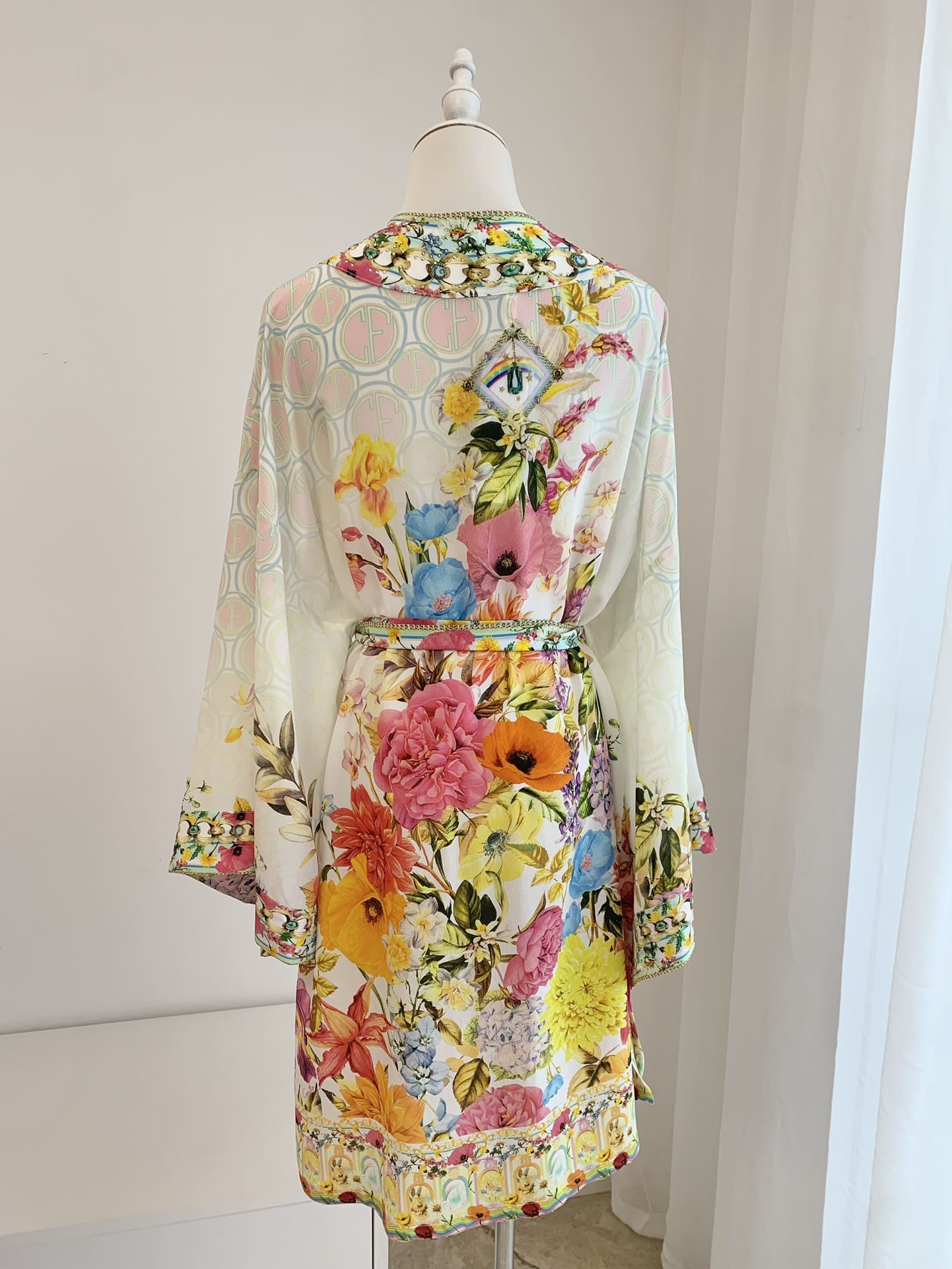 VÁY CAMILLA V NECK Floral Silk Chain Diamond Short High Classy