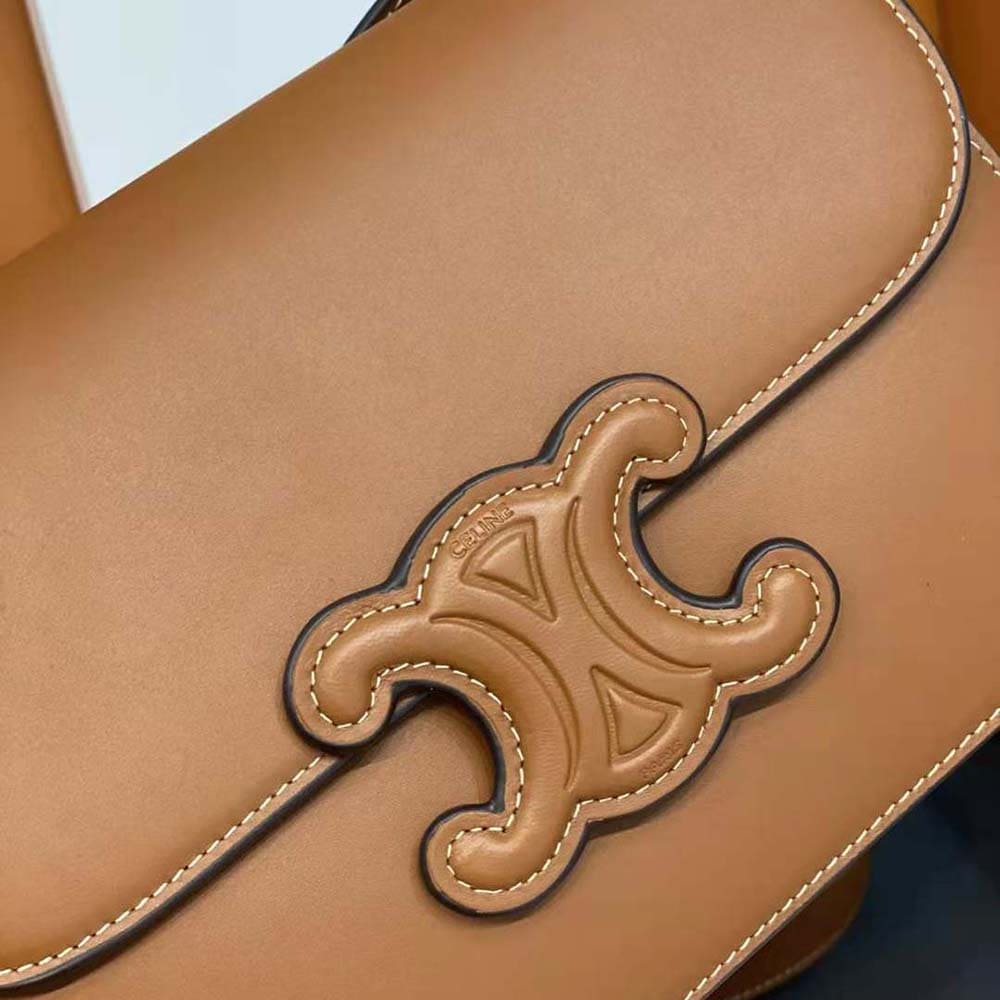 TÚI Celine Women Medium Bag Cuir Triomphe in Natural Calfskin-Brown