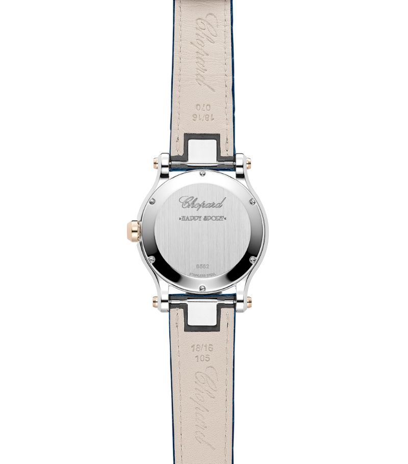 Đồng hồ CHOPARD Rose Gold and Diamond Happy Sport 36mm mặt số màu xanh