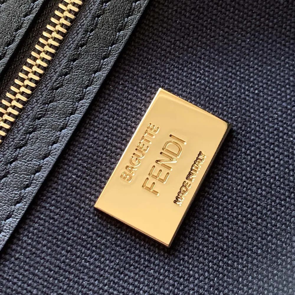 TÚI Fendi Women Baguette Black Denim thêu họa tiết FF
