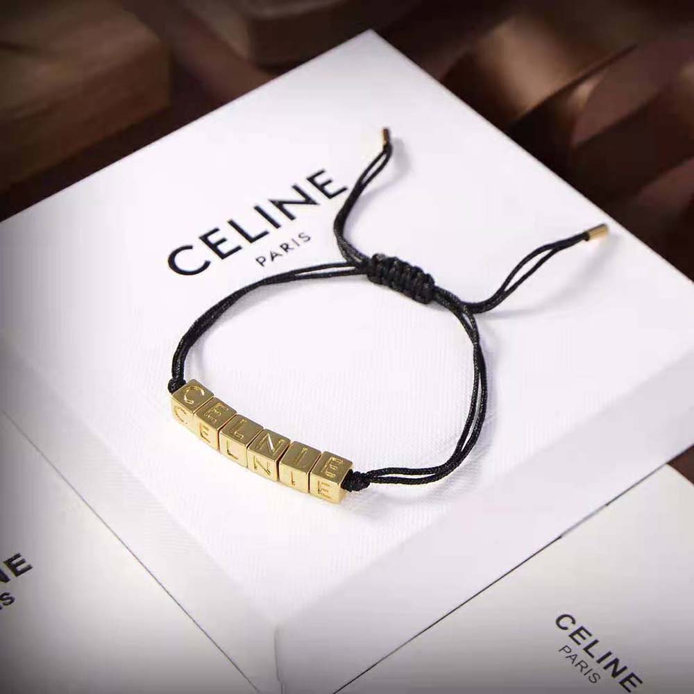 VÒNG TAY Celine Women Beach Bracelet in Brass with Gold Finish and Polyester