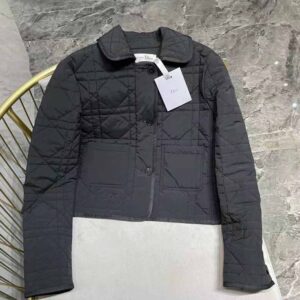 ÁO Dior Women Macrocannage Jacket Black Quilted Technical Taffeta