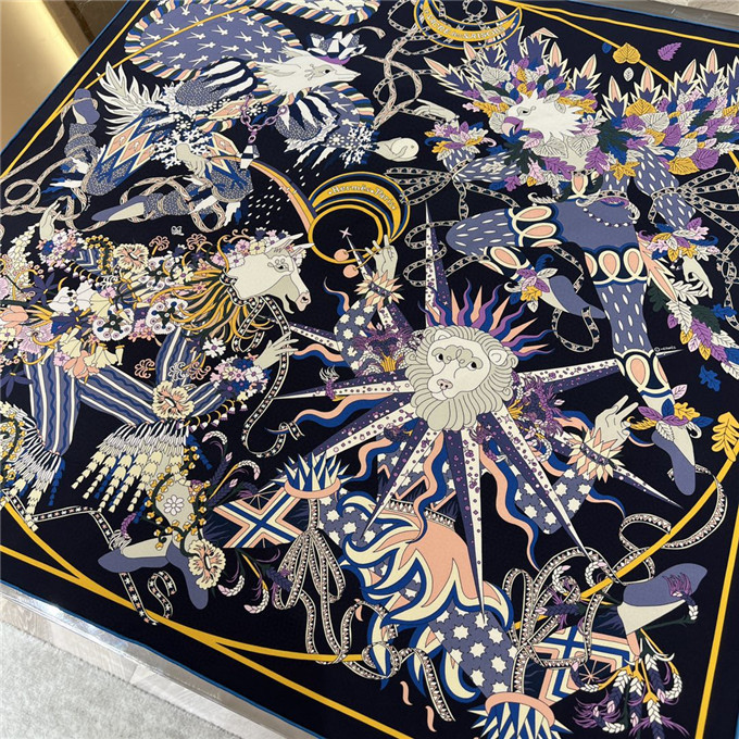 KHĂN Hermes Le Sacre Des Saisons Silk scarf