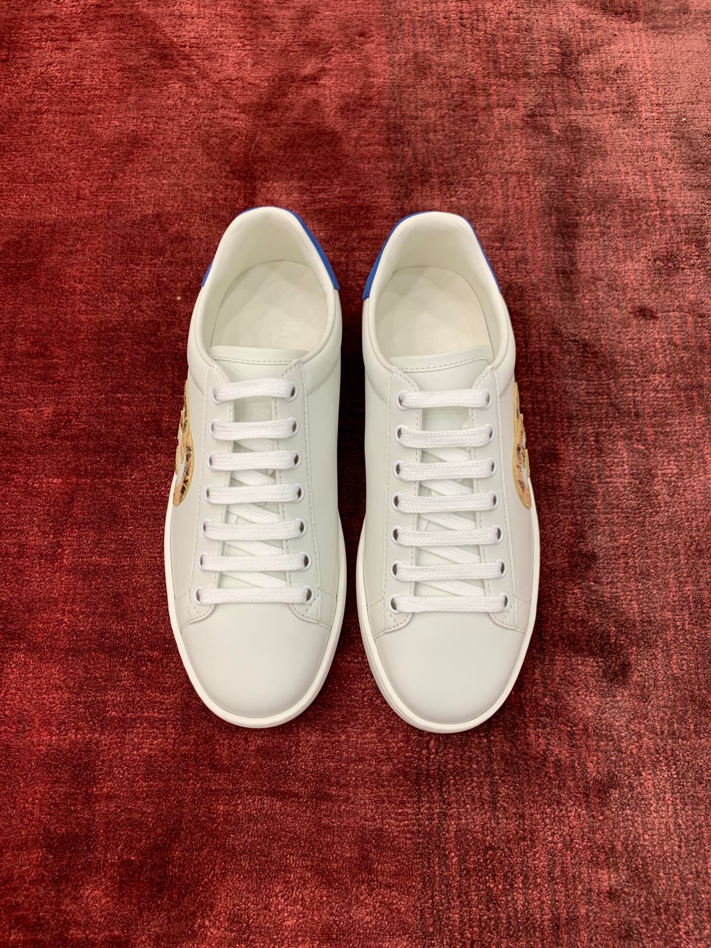 GIÀY GUCCI Leather Ace Sneakers Interlocking GG Python White