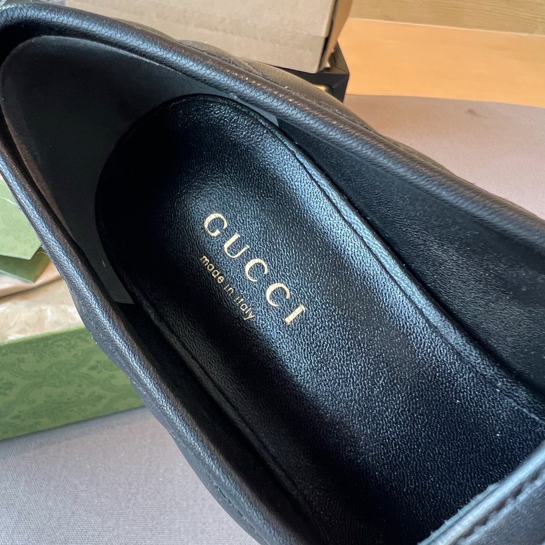 GIÀY GUCCI GG LEATHER LOGO LOAFER SHOES