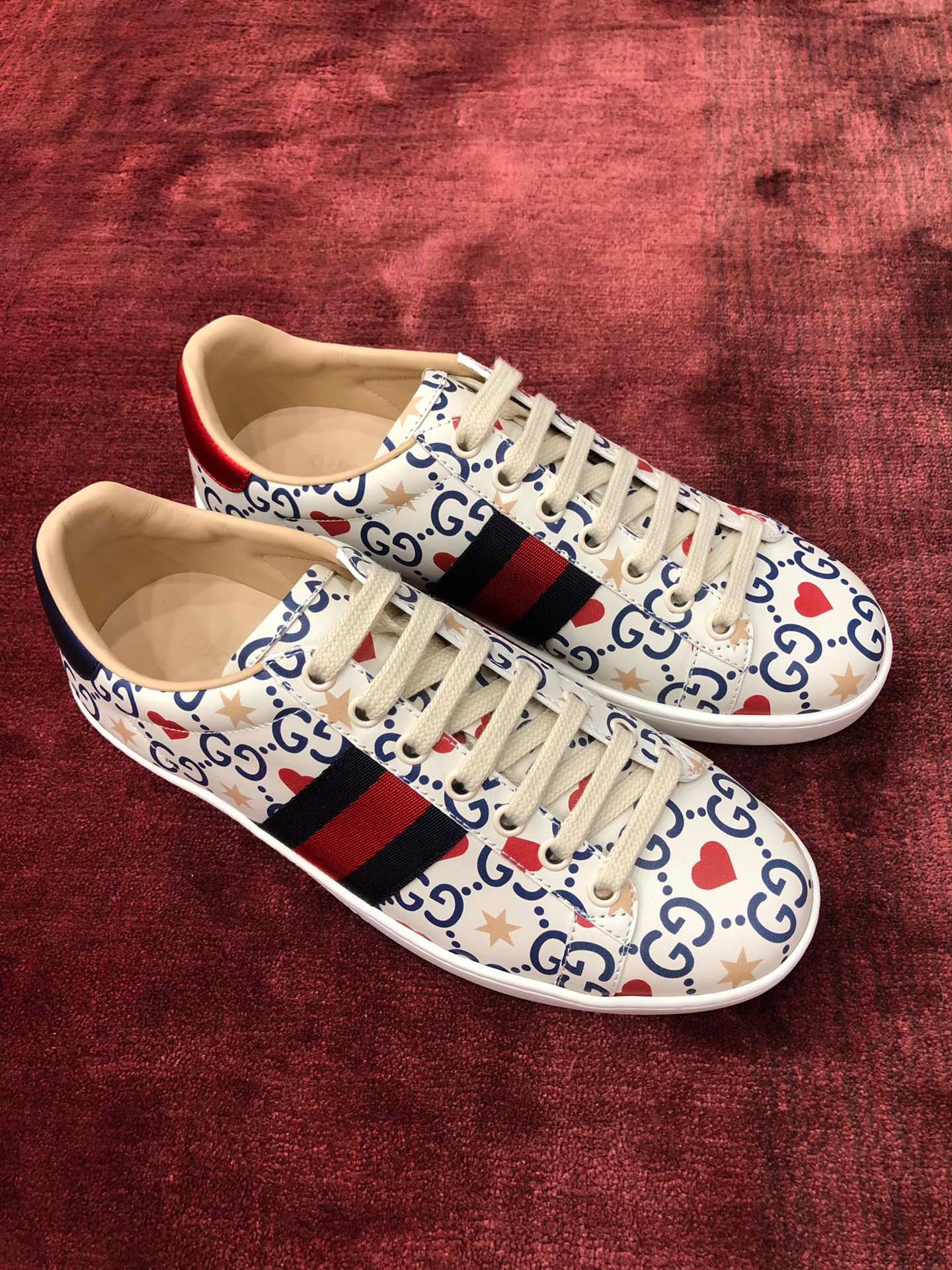 GIÀY GUCCI Leather Ace Sneakers Interlocking GG White