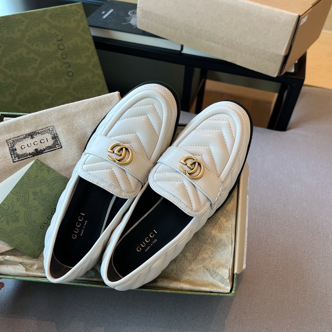 GIÀY GUCCI GG LEATHER LOGO LOAFER SHOES