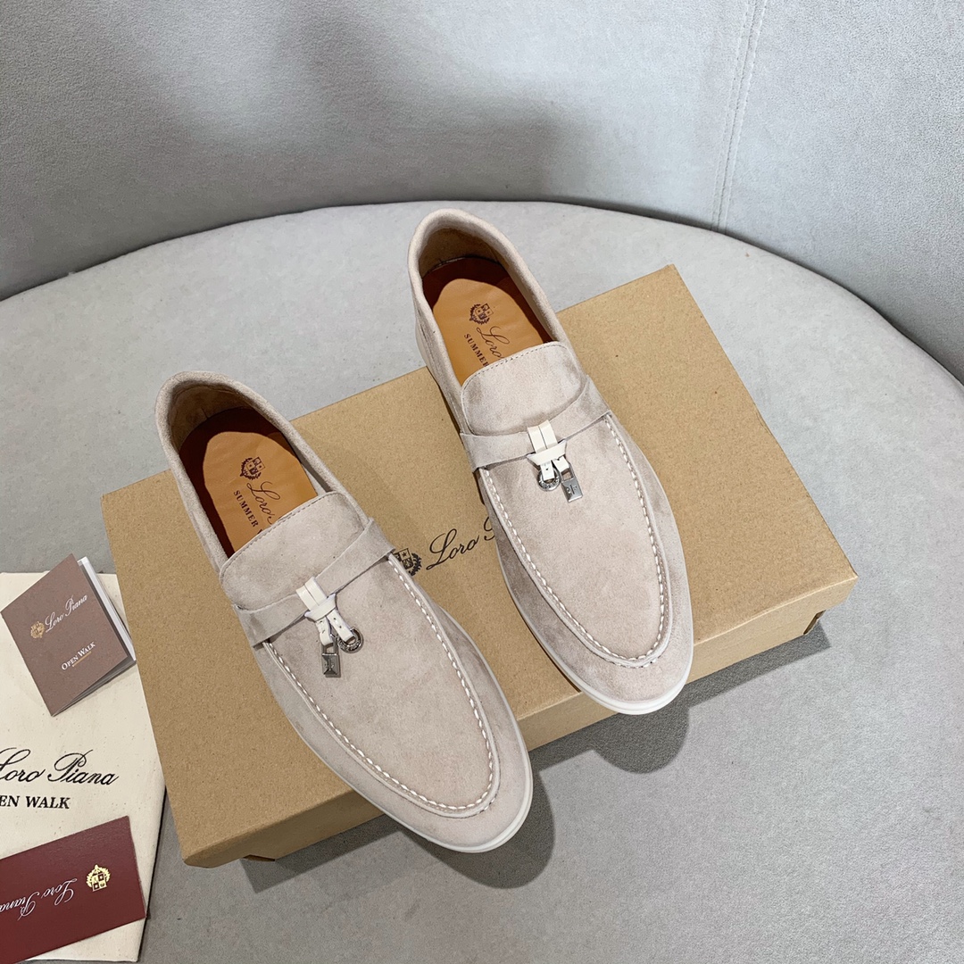 GIÀY LORO PIANA GREY SHEEPSKIN SUEDE LOAFER DA CỪU