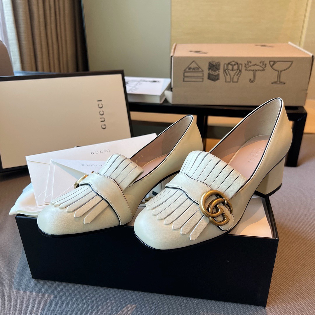 GIÀY GUCCI GG LEATHER LOGO LOAFER SHOES