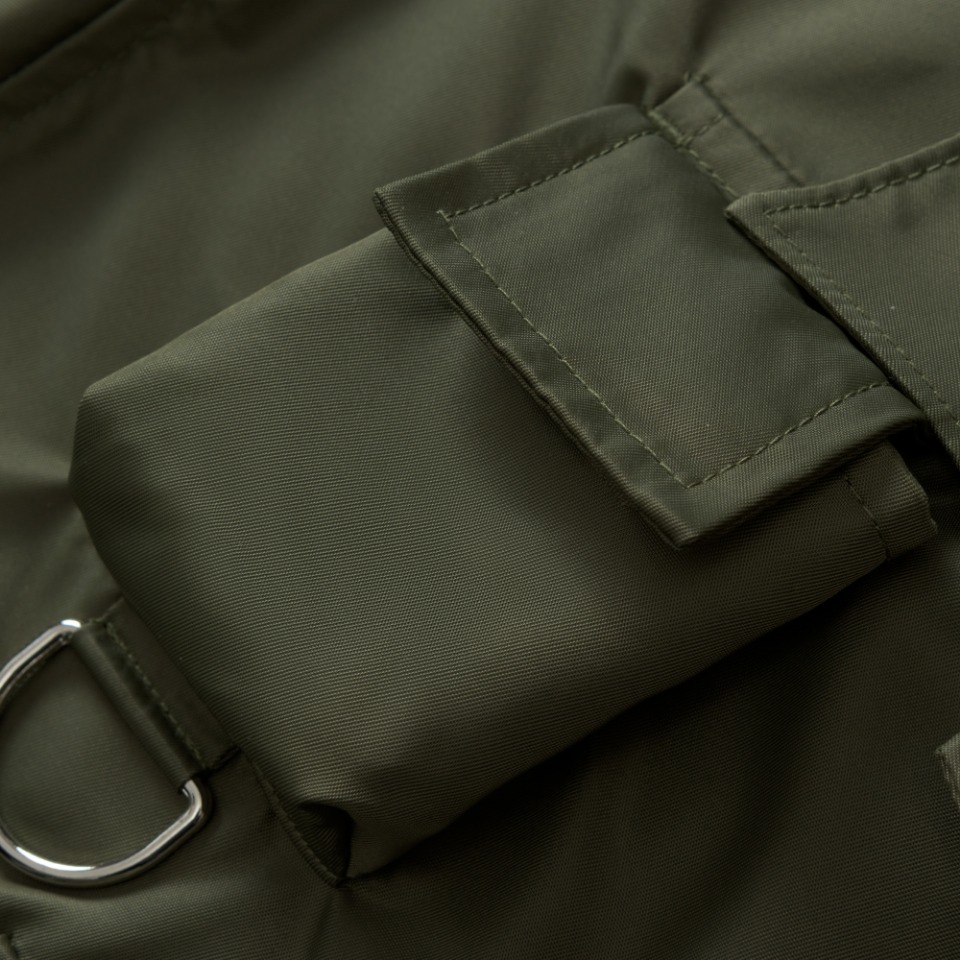 ÁO PRADA SHIRT POCKET RE-NYLON MÀU OLIVE UNISEX