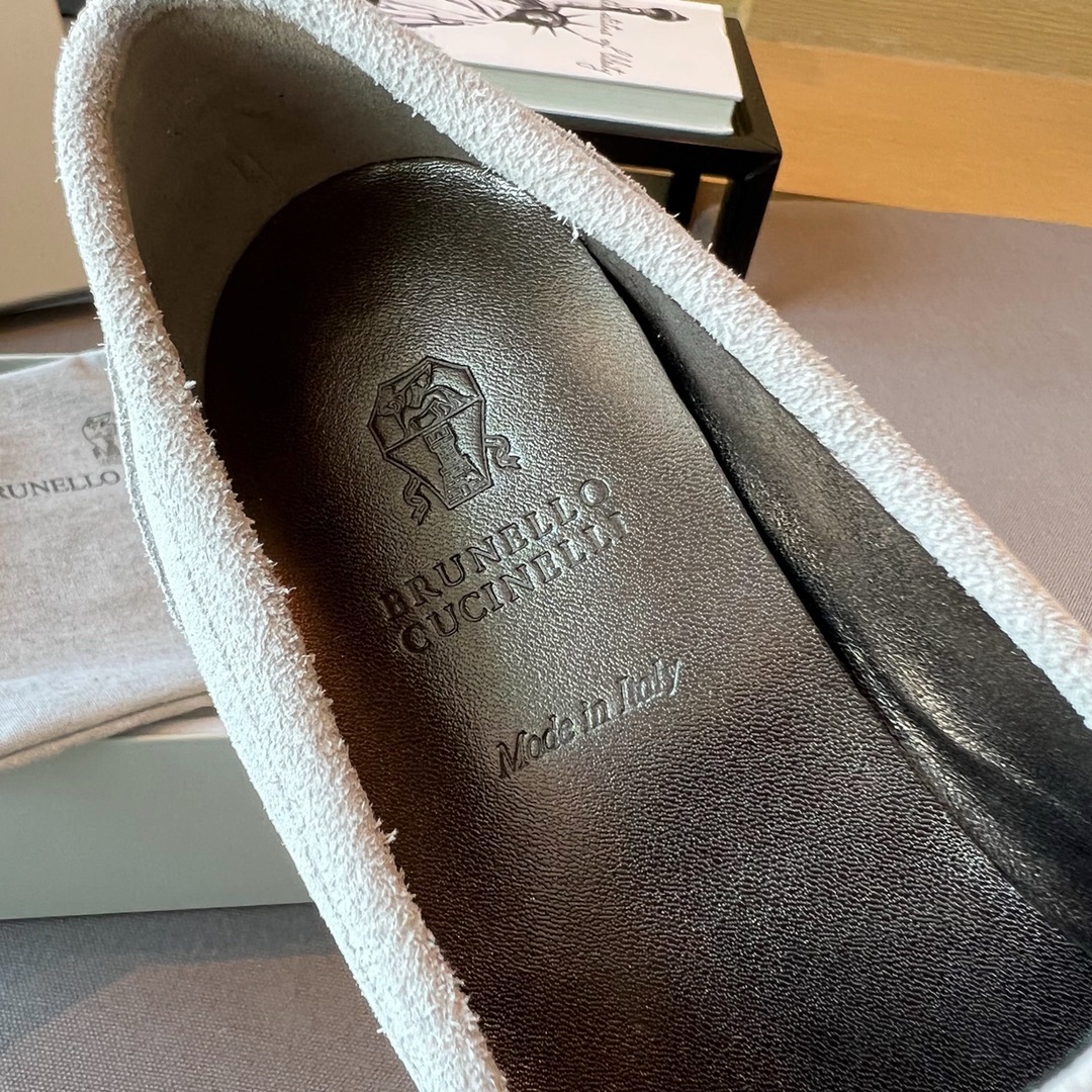 GIÀY BRUNELLO CUCINELLI white suede loafer