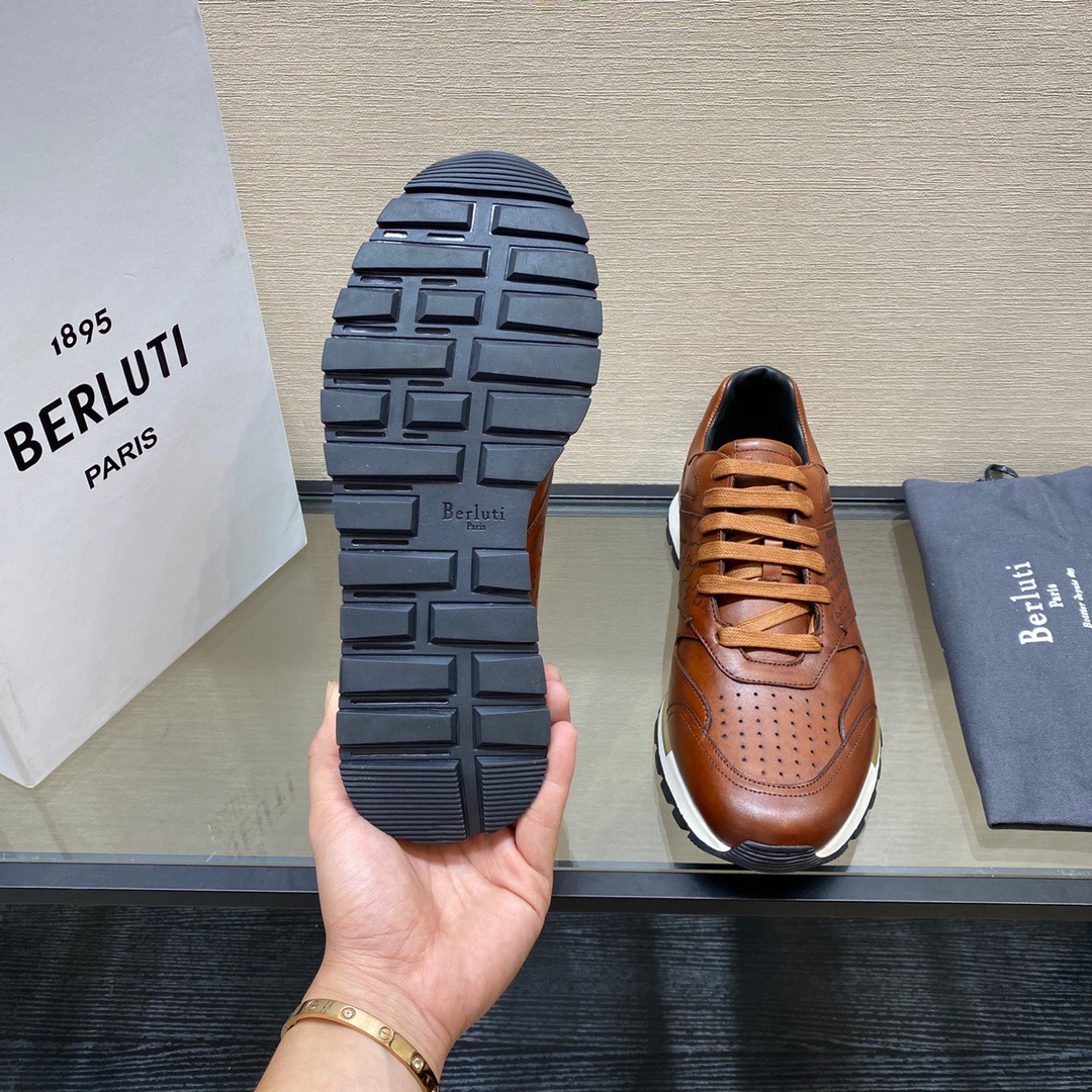 GIÀY BERLUTI Leather Blue Sneaker shoes