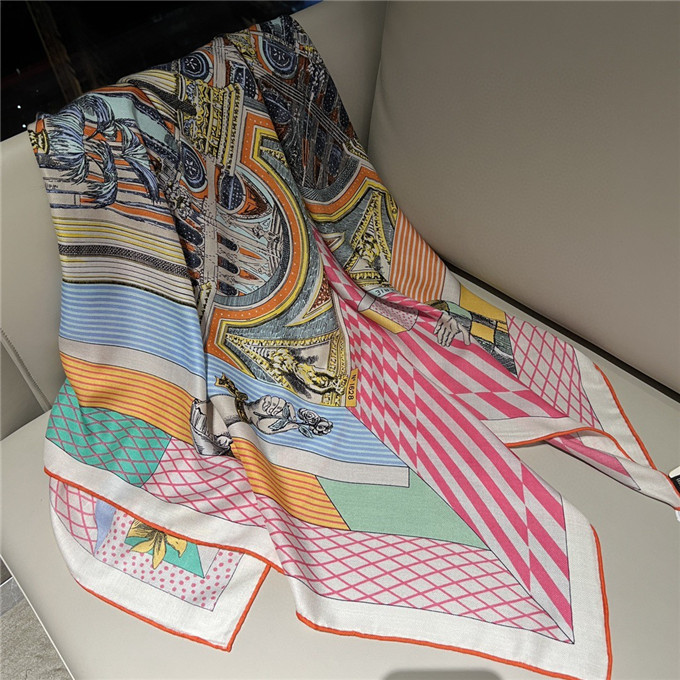 KHĂN Hermes Grand Theatre Nouveau Wool Blend scarf