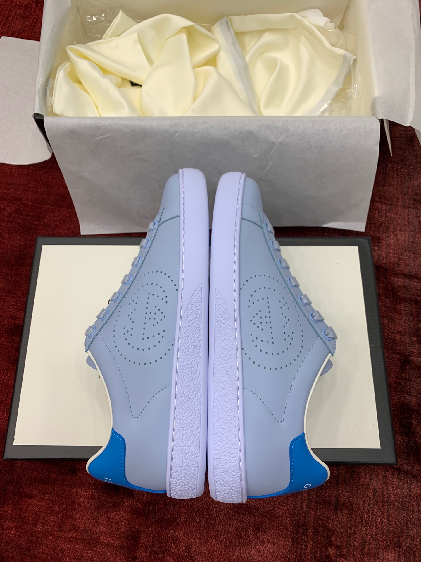 GIÀY GUCCI Leather Ace Sneakers Interlocking GG Blue