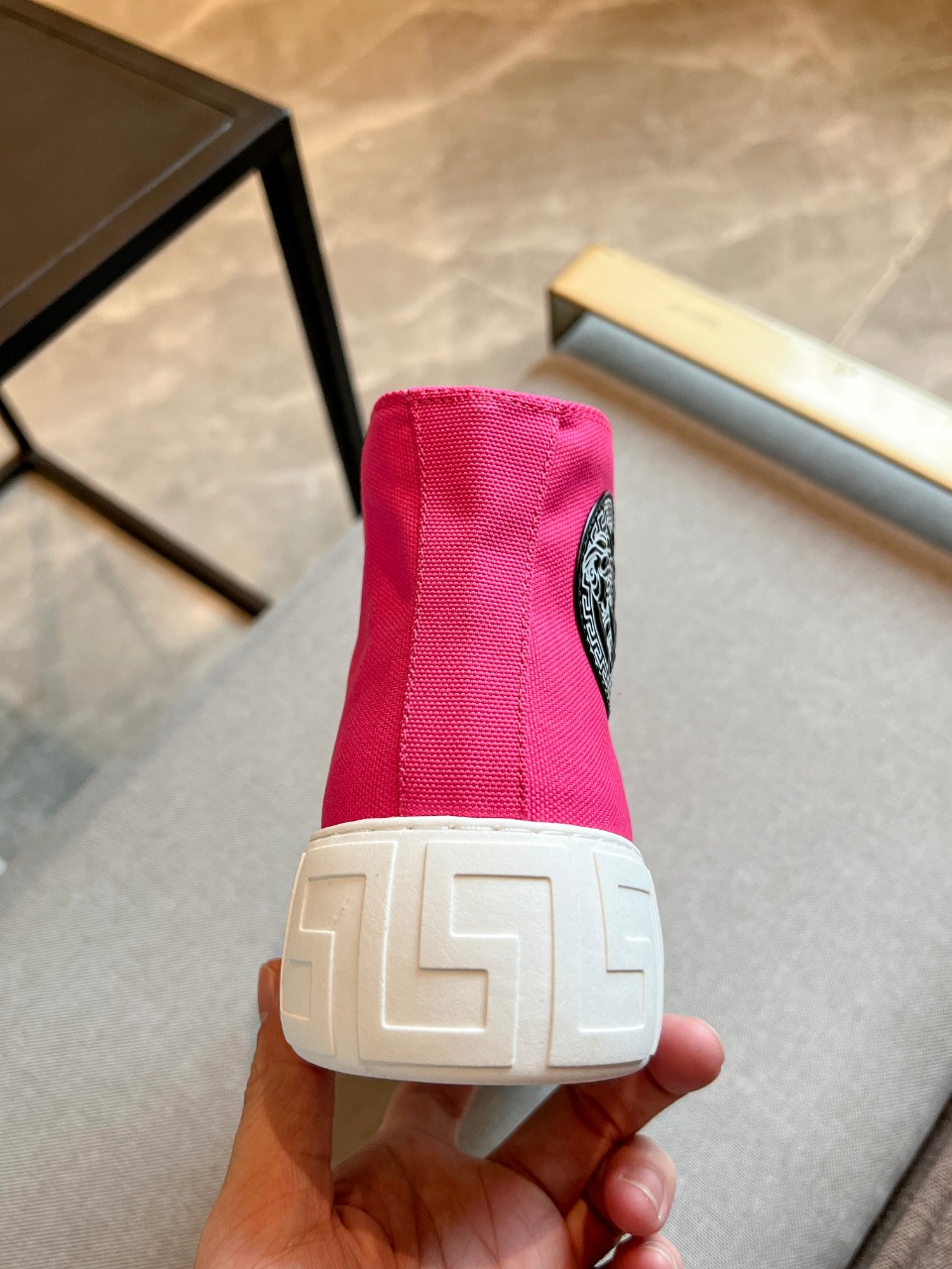 GIÀY VERSACE GRECA SNEAKERS HIGH TOP CANVAS PINK