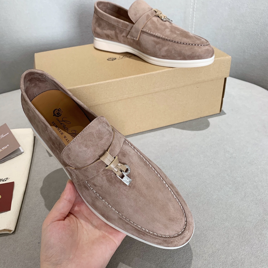 GIÀY LORO PIANA BROWN SHEEPSKIN SUEDE LOAFER DA CỪU