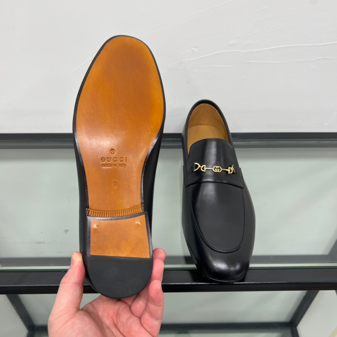 GIÀY GUCCI GG LEATHER  LOGO LOAFER SHOES