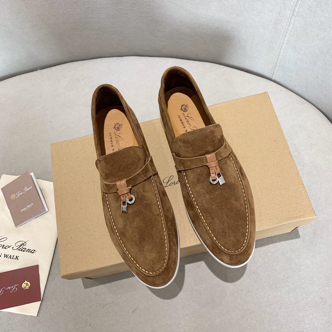GIÀY LORO PIANA BROWN SHEEPSKIN SUEDE LOAFER DA CỪU