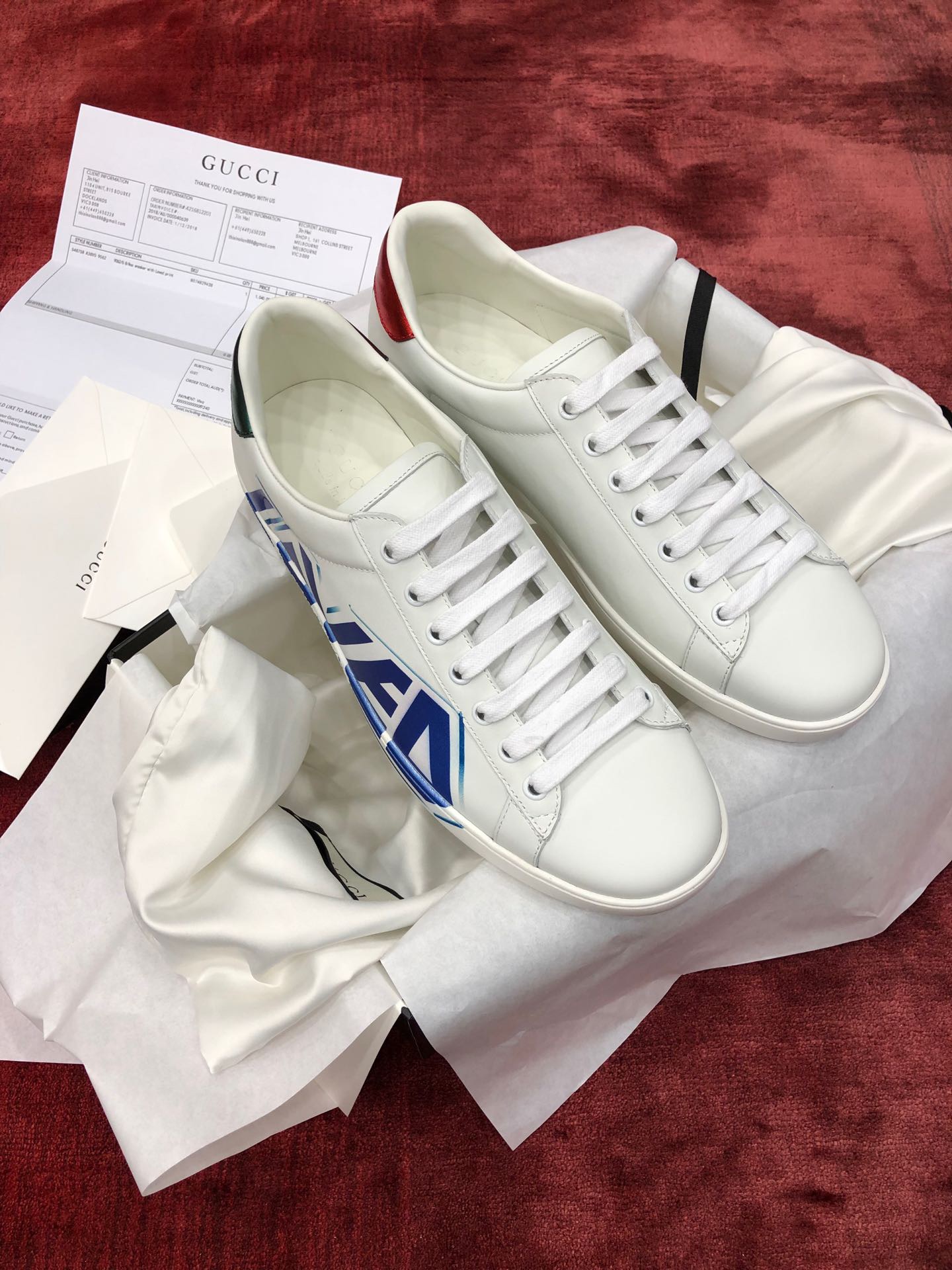 GIÀY GUCCI Leather Ace Sneakers Love White