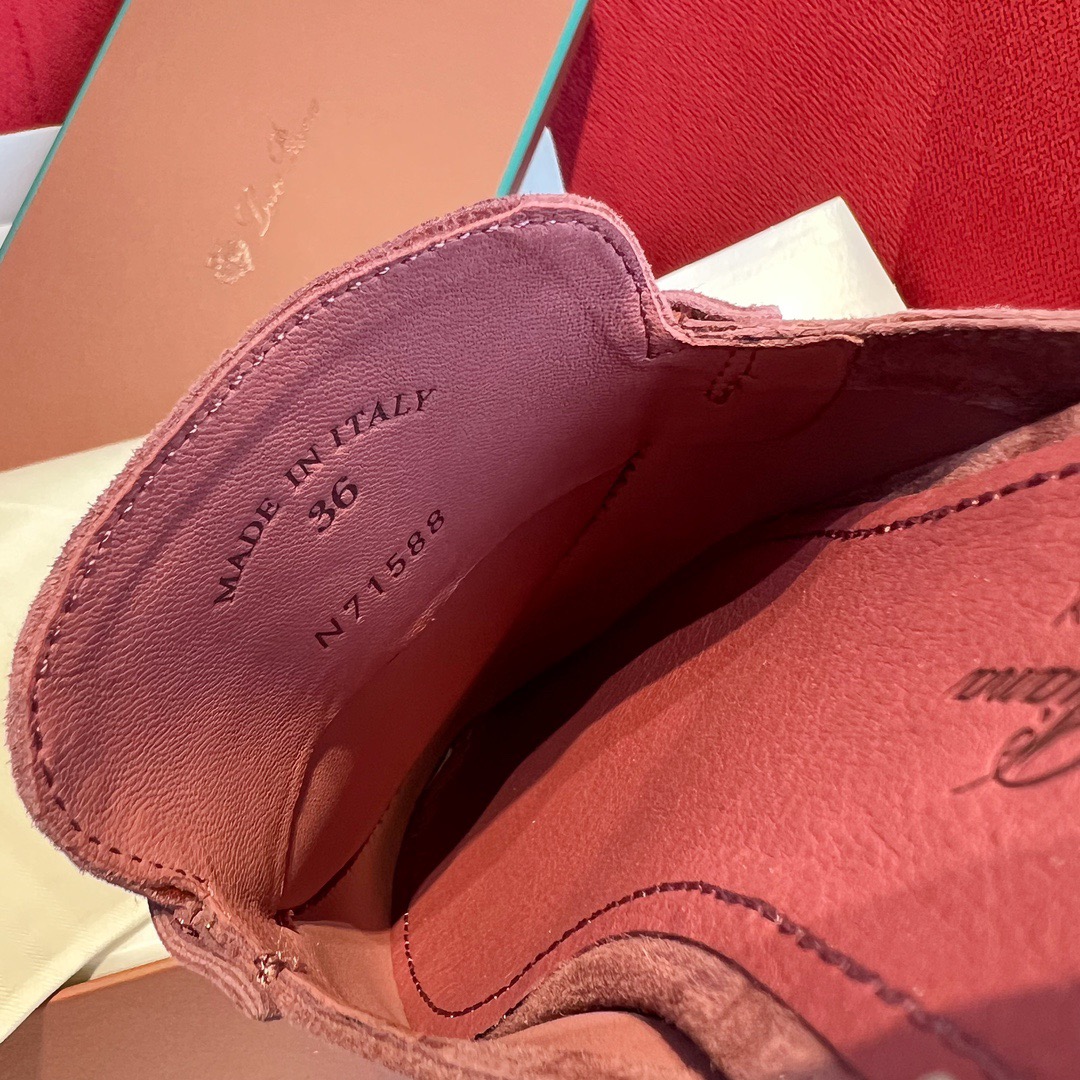 GIÀY LORO PIANA SLIDER BURGUNDY SUEDE LEATHER