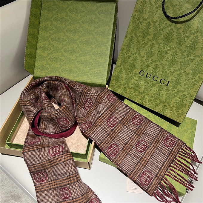 KHĂN Gucci GG Bordeaux scarf