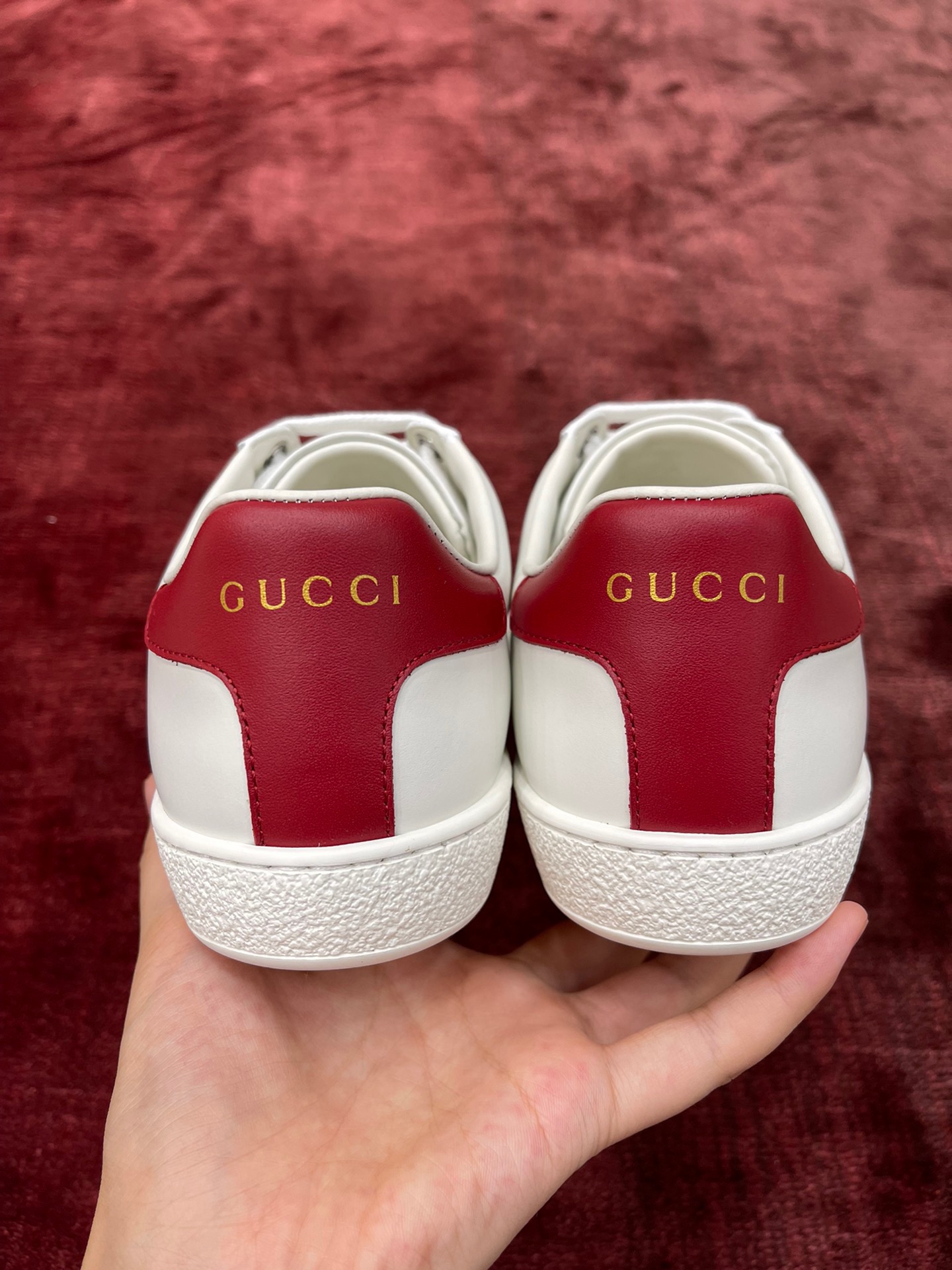 GIÀY GUCCI Leather Ace Sneakers Cherry White