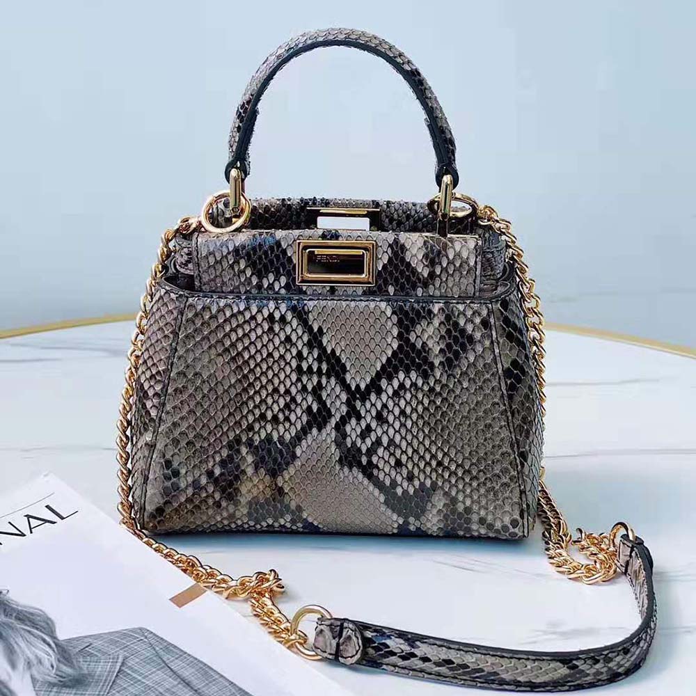 TÚI Fendi Women Peekaboo Iconic Mini Gray Python Bag