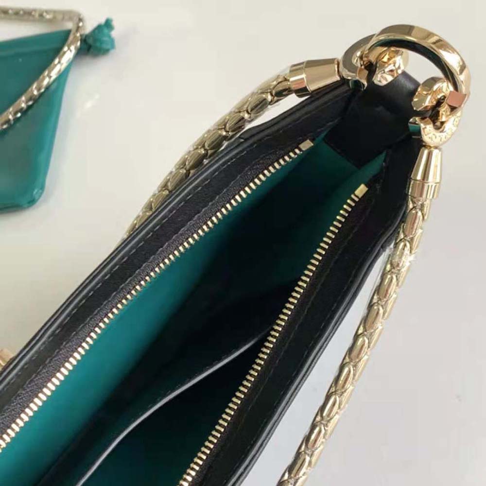 TÚI BVLGARI Women Serpenti Baia Small Shoulder Bag in Calf Leather-Black