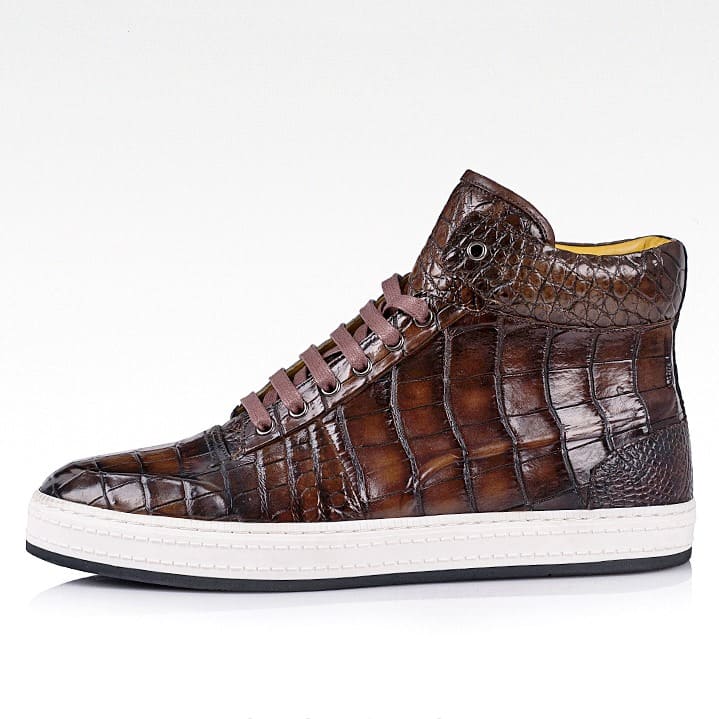 Giày sneaker Chukka da cá sấu dành cho nam thủ công có 4 màu
